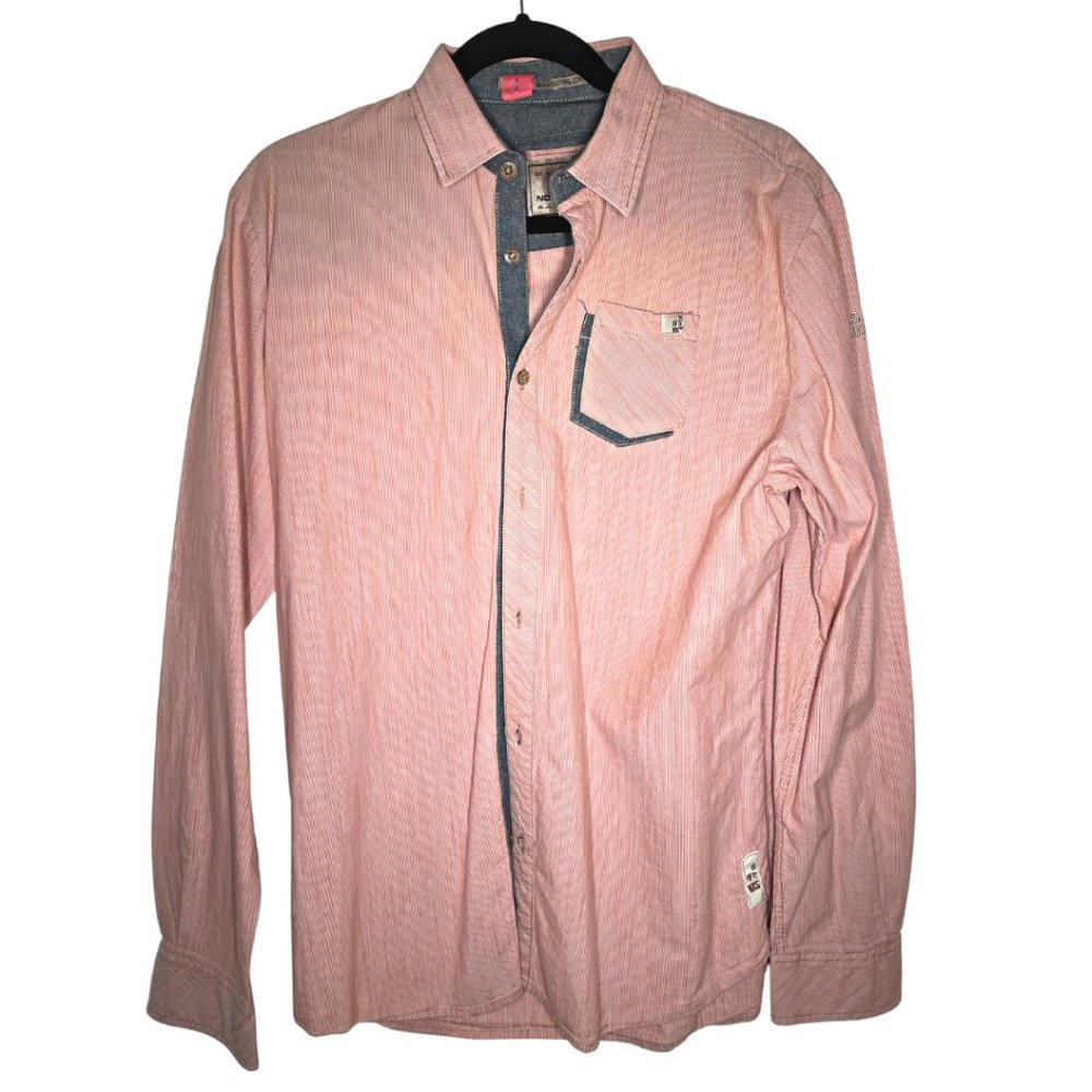 Salmon Color Slim Fit Casual Button Down